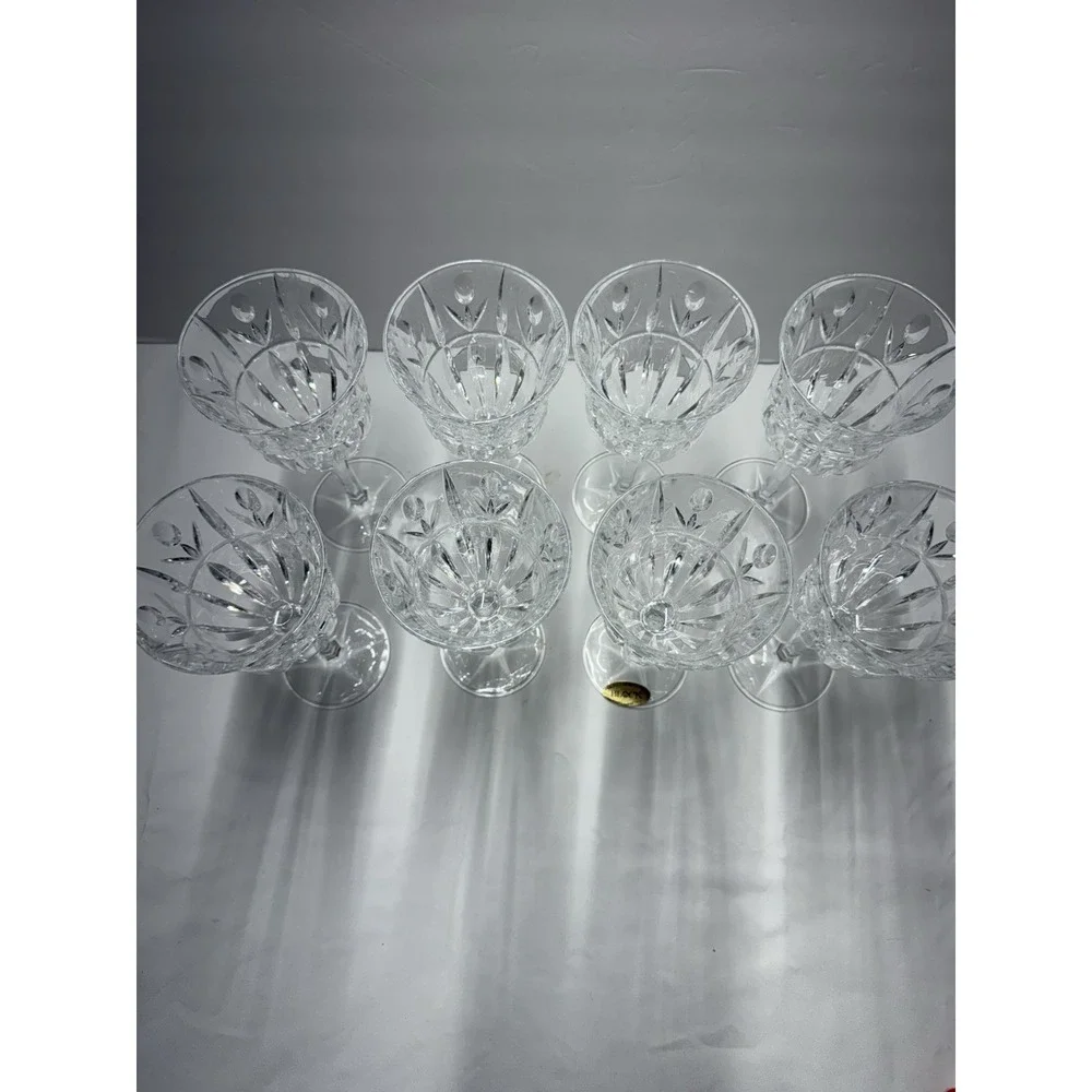 Block Crystal Tulip Garden Set of 8 Vintage Cut 24% Lead Crystal Goblets